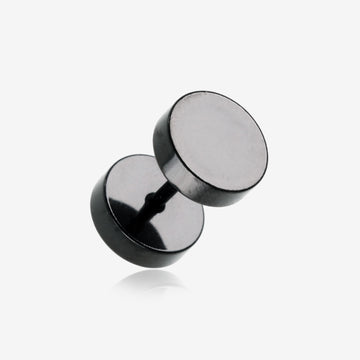 A Pair of Black Metal Steel Fake Plug with O-Rings-Black